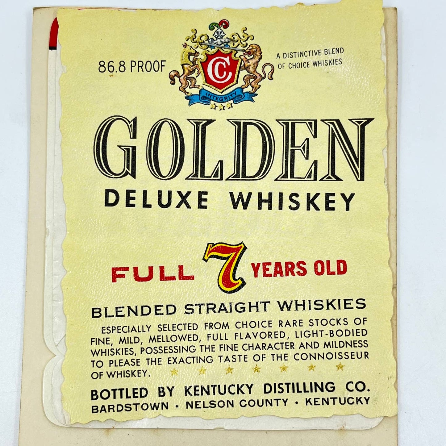 Golden Deluxe Whiskey Label Set of 3 Kentucky Distilling Co Bardstown KY