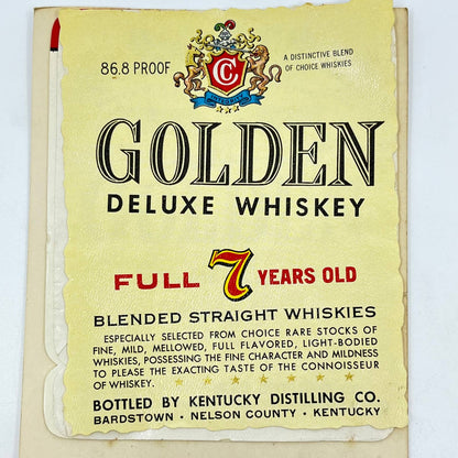 Golden Deluxe Whiskey Label Set of 3 Kentucky Distilling Co Bardstown KY