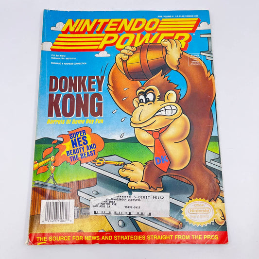 Nintendo Power June 1994 Donkey Kong Vol #61 w/ Street Fighter II Poster TE9