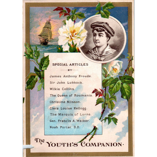 1880s Victorian Trade Card The Youth's Companion Serial Short Stories SF2