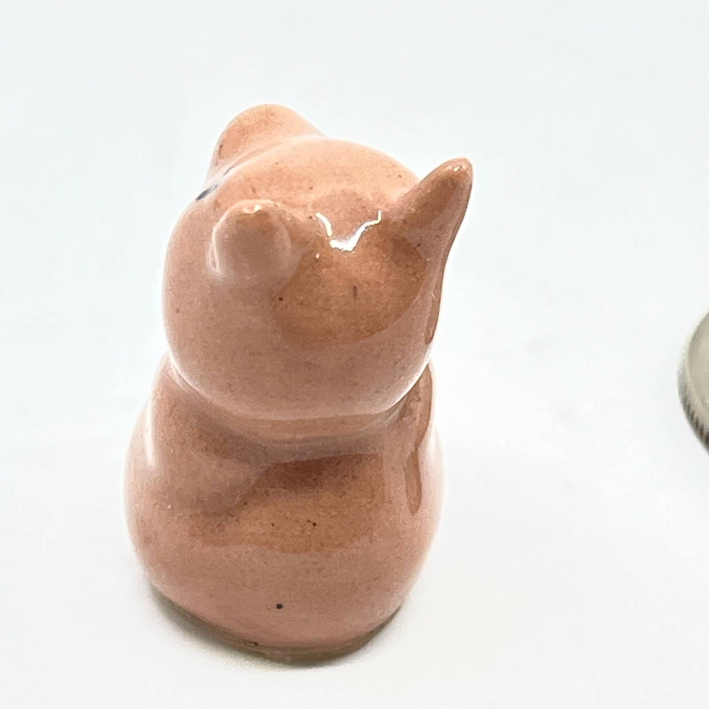 Vintage Tiny Ceramic Pink Good Luck Pig Figurine Miniature SE1