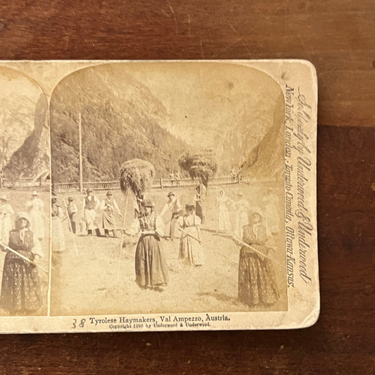 Tyrolese Haymakers Val Ampezo Austria 1898 Antique Stereoview Card H2-4