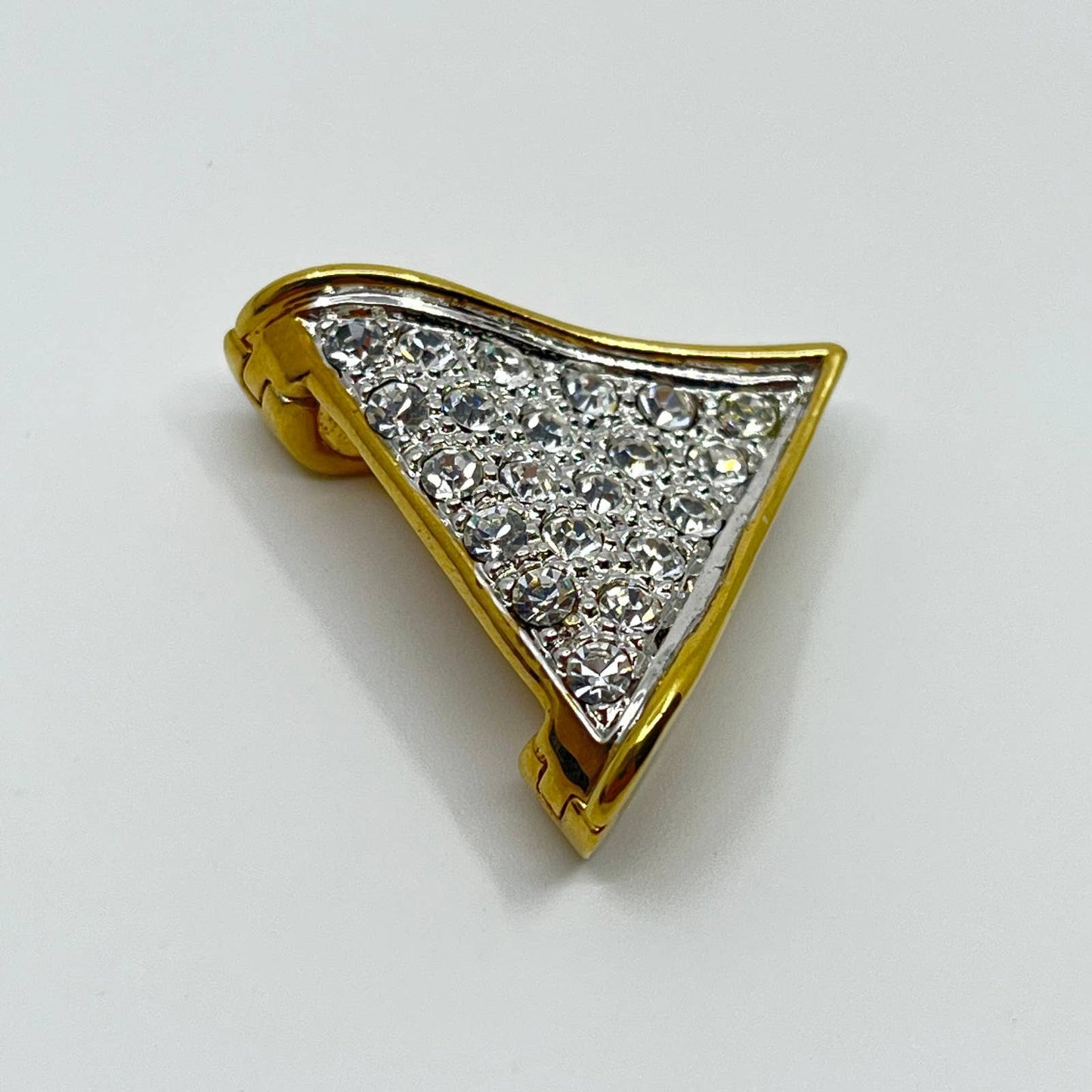 VTG Gold Tone Triangle Rhinestone Tie Bar Tie Clip Tie Pin SC3