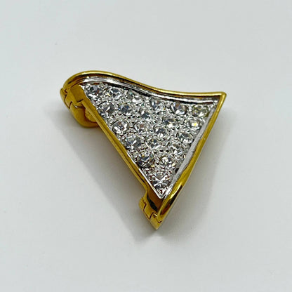 VTG Gold Tone Triangle Rhinestone Tie Bar Tie Clip Tie Pin SC3