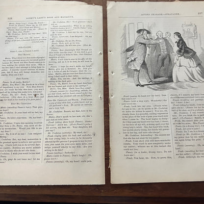 1861 Original Acting Charade - Stratagem - 6 Pages Godey's Lady's Book D4-2