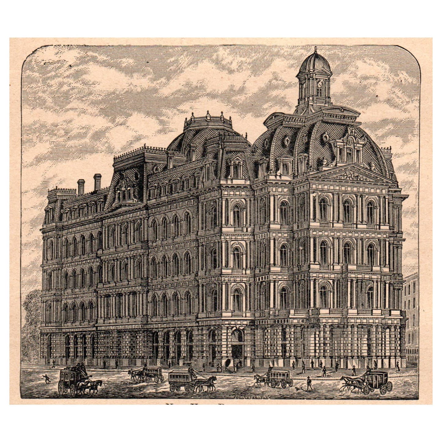 New York Post Office 5x5" Original Engraving 1899 TJ8-7