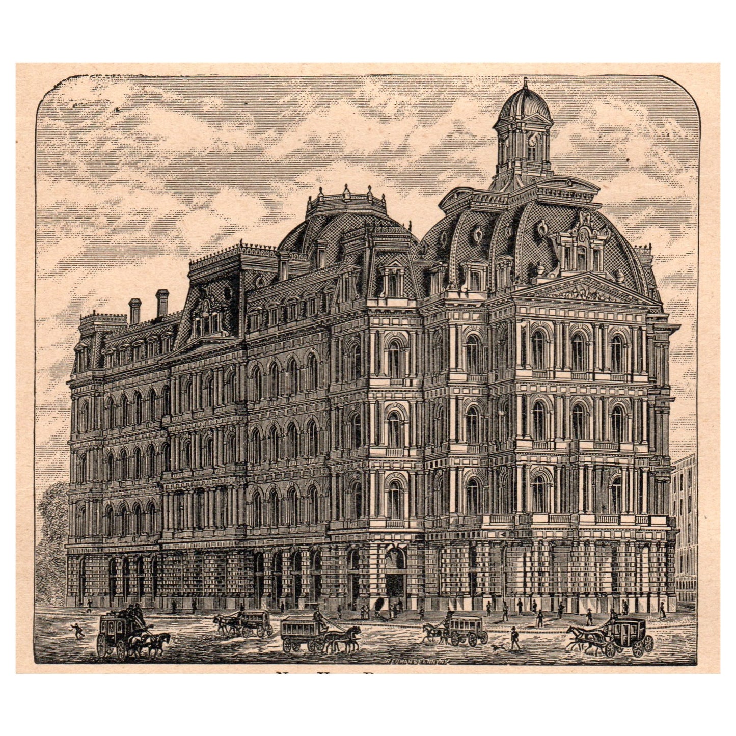 New York Post Office 5x5" Original Engraving 1899 AK5-H7