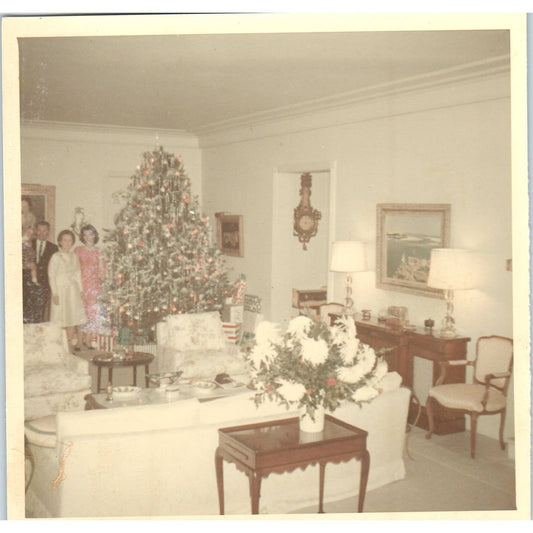 1965 Photograph Family With Christmas Tree and Presents 5" SE5