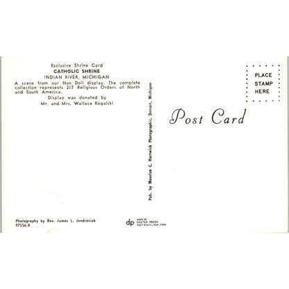 Exclusive Shrine Card Catholic Shrine Indian River MI Original Postcard PB10