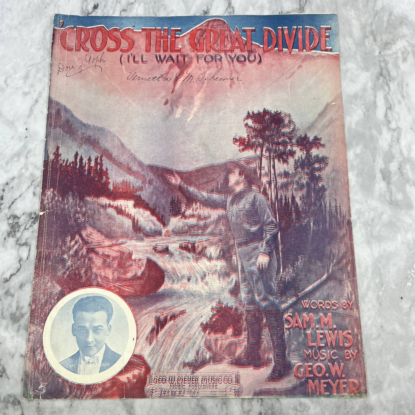 1913 Sheet Music Cross The Great Divide - (I'll Wait For You) Geo. W. Meyer TH5