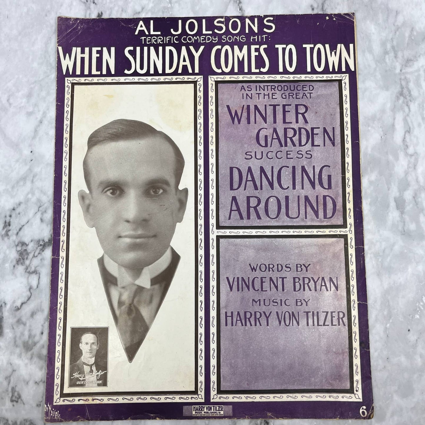 1915 Al Jolson When Sunday Comes to Town Sheet Music ￼TJ4