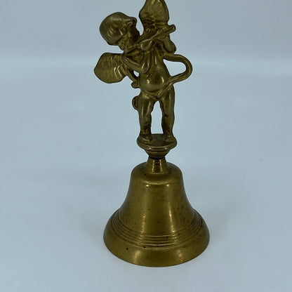 Vintage Victorian Cast Brass Cherub Cupid Angel Table Dinner Bell 6” TF5