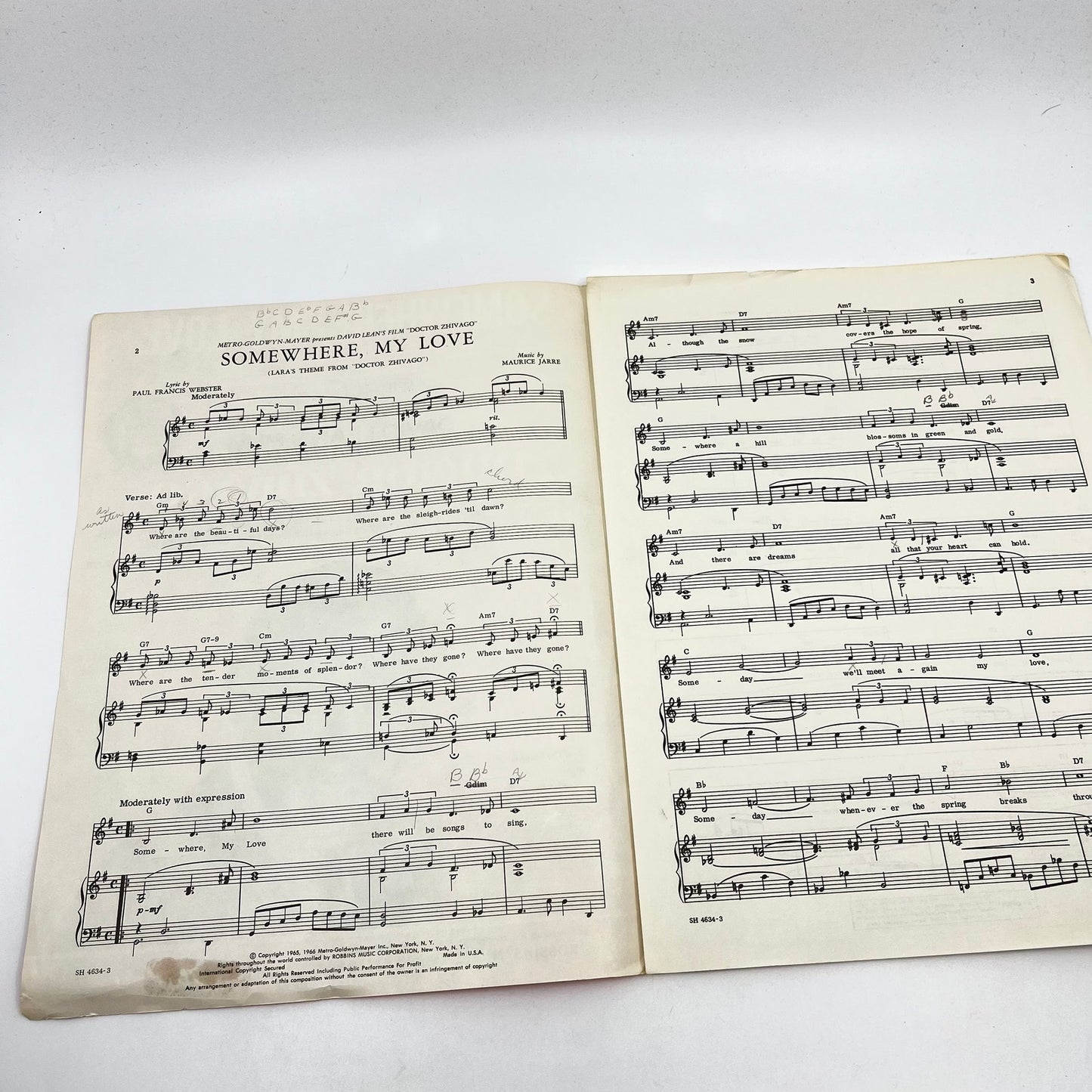 1966 Sheet Music Somewhere, My Love Dr. Zhivago Ray Conniff V43-1