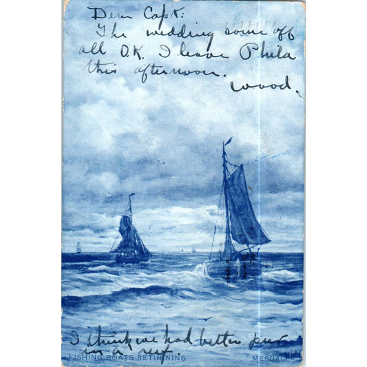 Delft Series Fishing Boats 1905 Raphael Tuck Original Postcard TK1-P14