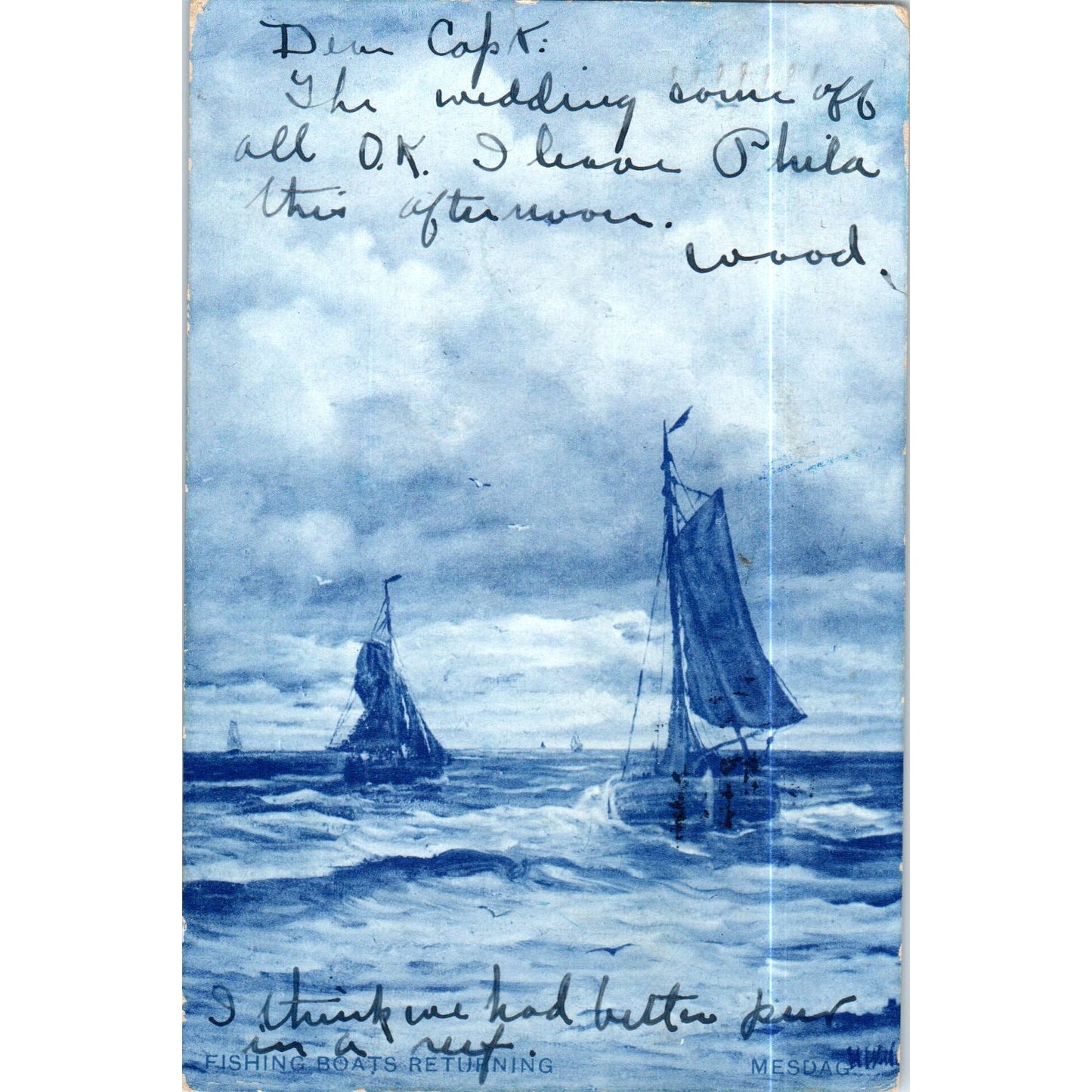 Delft Series Fishing Boats 1905 Raphael Tuck Original Postcard P2-12