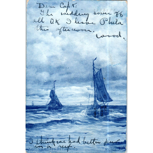 Delft Series Fishing Boats 1905 Raphael Tuck Original Postcard P2-12