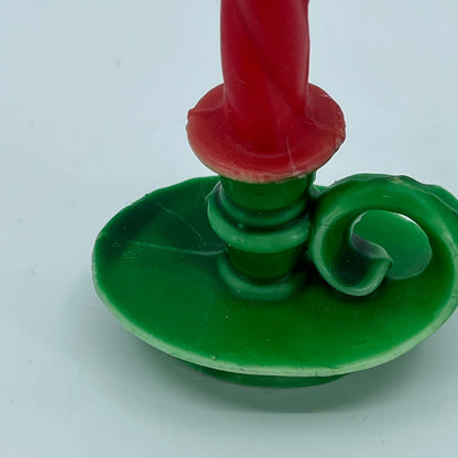 Vintage 1960s Red and Green Twist Wax Christmas Candle 3” SA2