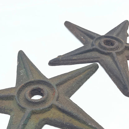 Primitive Cast Iron Star Farm Western Decor Rustic Large 8.5" Set of 2 TG5