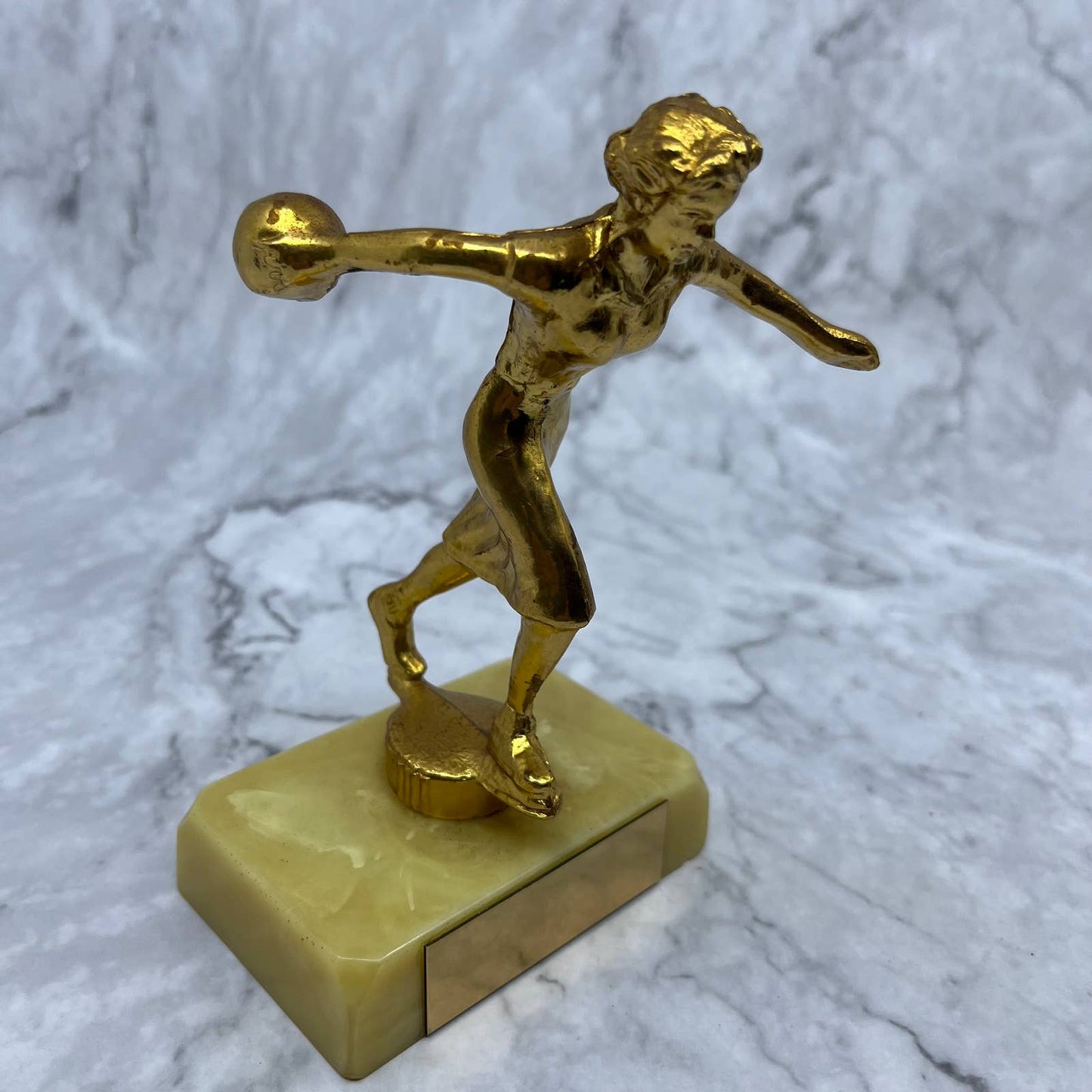 Vintage 1950’s Women's Bowling Player Trophy Bakelite base BLANK UNUSED 5.5" TA1
