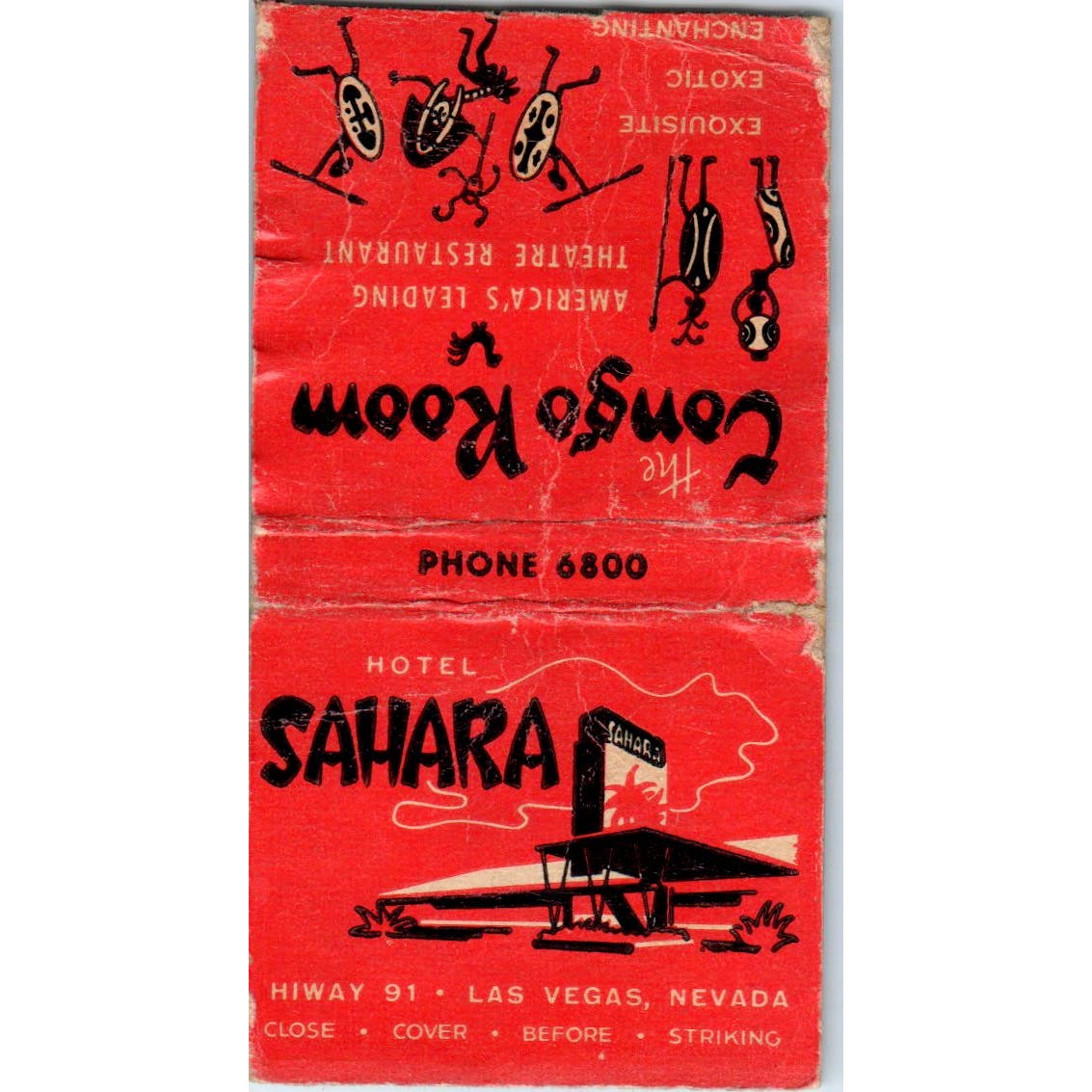 Hotel Sahara Congo Room Las Vegas NV Advertising Matchbook Cover SA9-M2