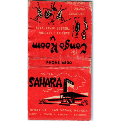 Hotel Sahara Congo Room Las Vegas NV Advertising Matchbook Cover SA9-M2