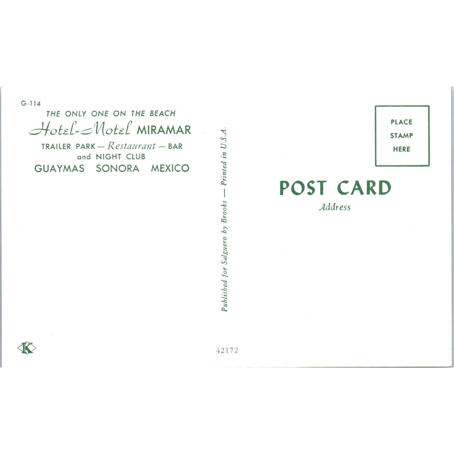 Hotel Miramar Guaymas Sonora Mexico Beach View - Original Postcard TJ7-RP3