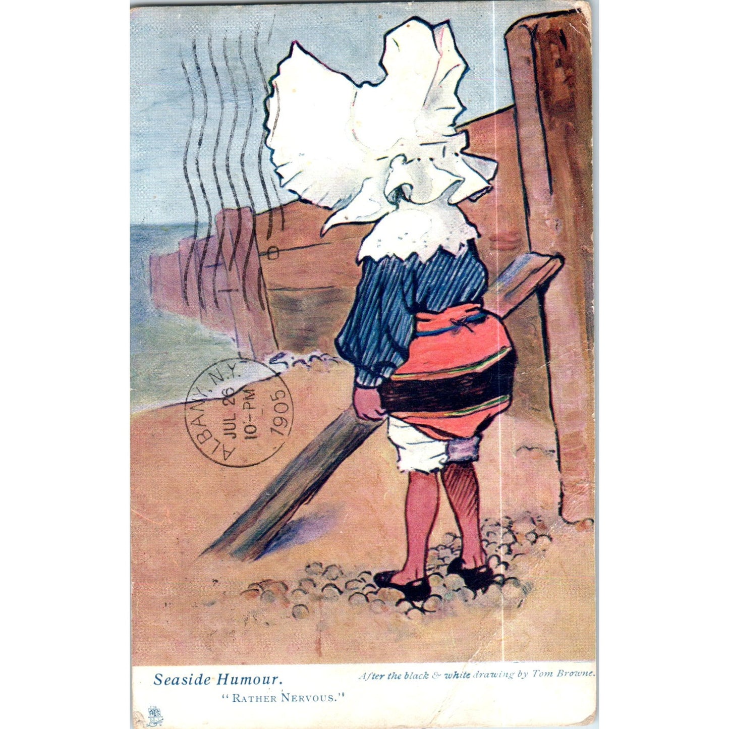 Seaside Humor Rather Nervous 1905 Raphael Tuck Oilette Original Postcard P2-12