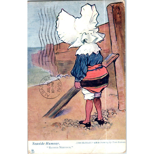 Seaside Humor Rather Nervous 1905 Raphael Tuck Oilette Original Postcard P2-12