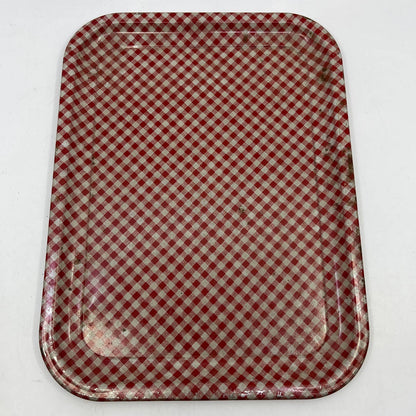 Vintage Set of 4 MCM Plaid Toleware Tin Litho Trays 10.5 x 13.5” TI5-1