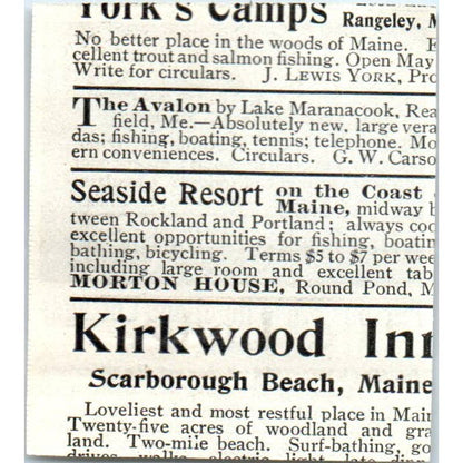 Parsons Farm Hotel & Cottages Colebrook NH George Parsons 1903 Original Ad TJ7-L