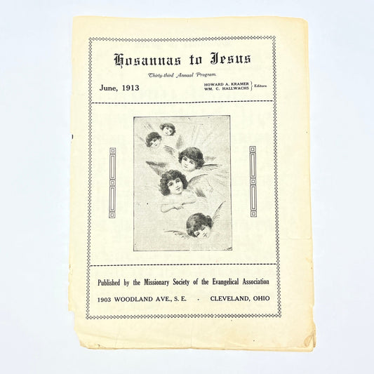 1913 Hosannas to Jesus Christian Sheet Music Booklet Cleveland OH L4-6
