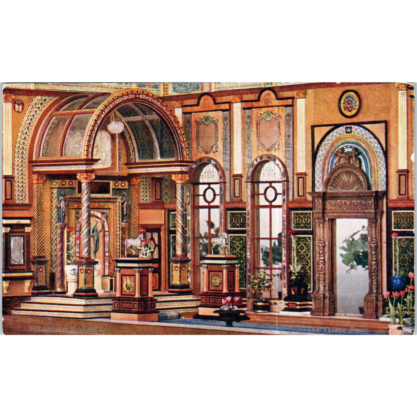 Titania's Palace The Great Throne Room Raphael Tuck Oilette Postcard TK1-P14