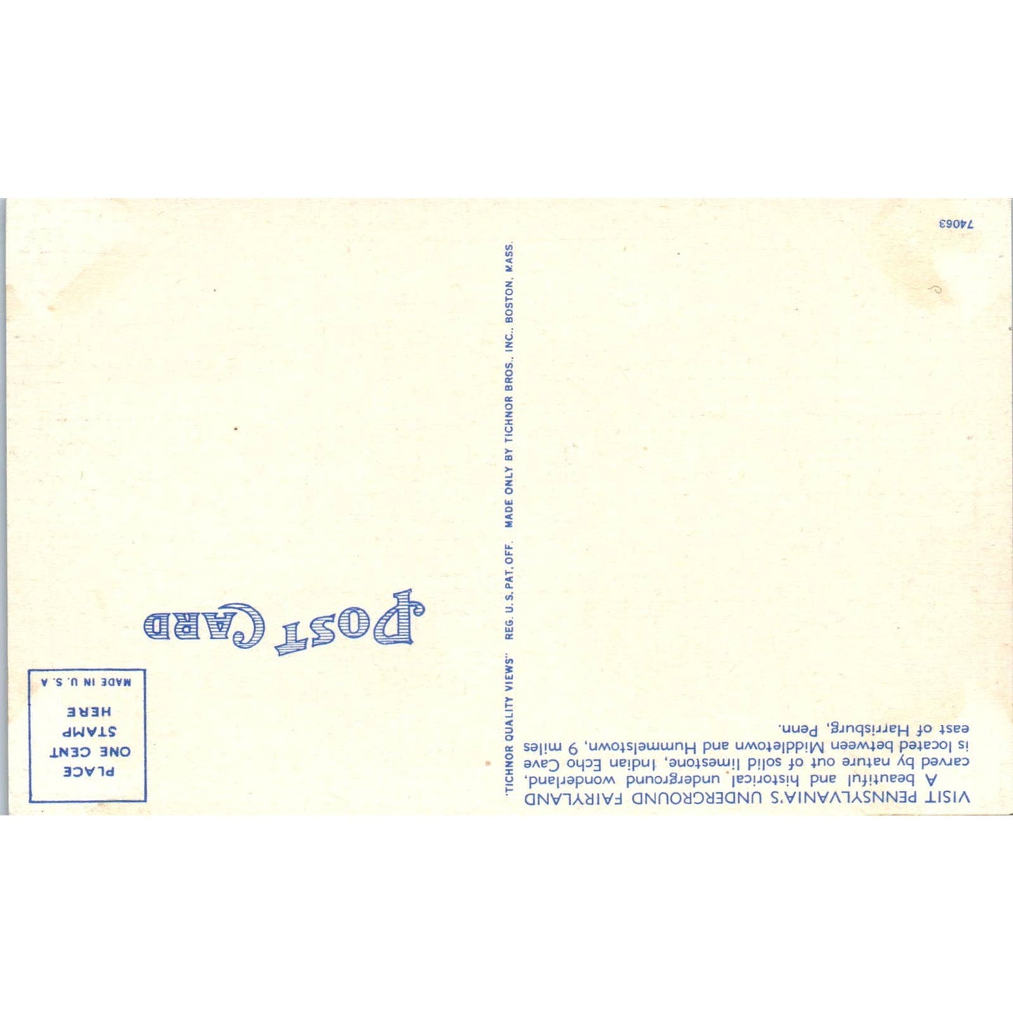 Vintage Postcard Indian Village Indian Echo Cavern Hummelstown PA TD9-P1