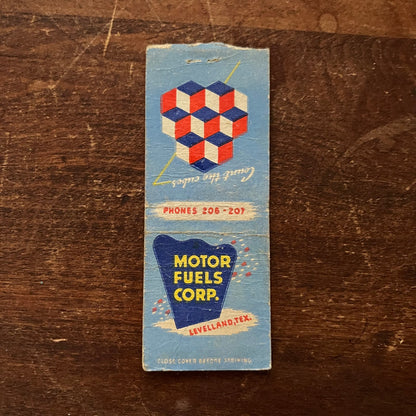 Motor Fuels Corp Levelland Texas Advertising Matchbook Cover SA9-M13