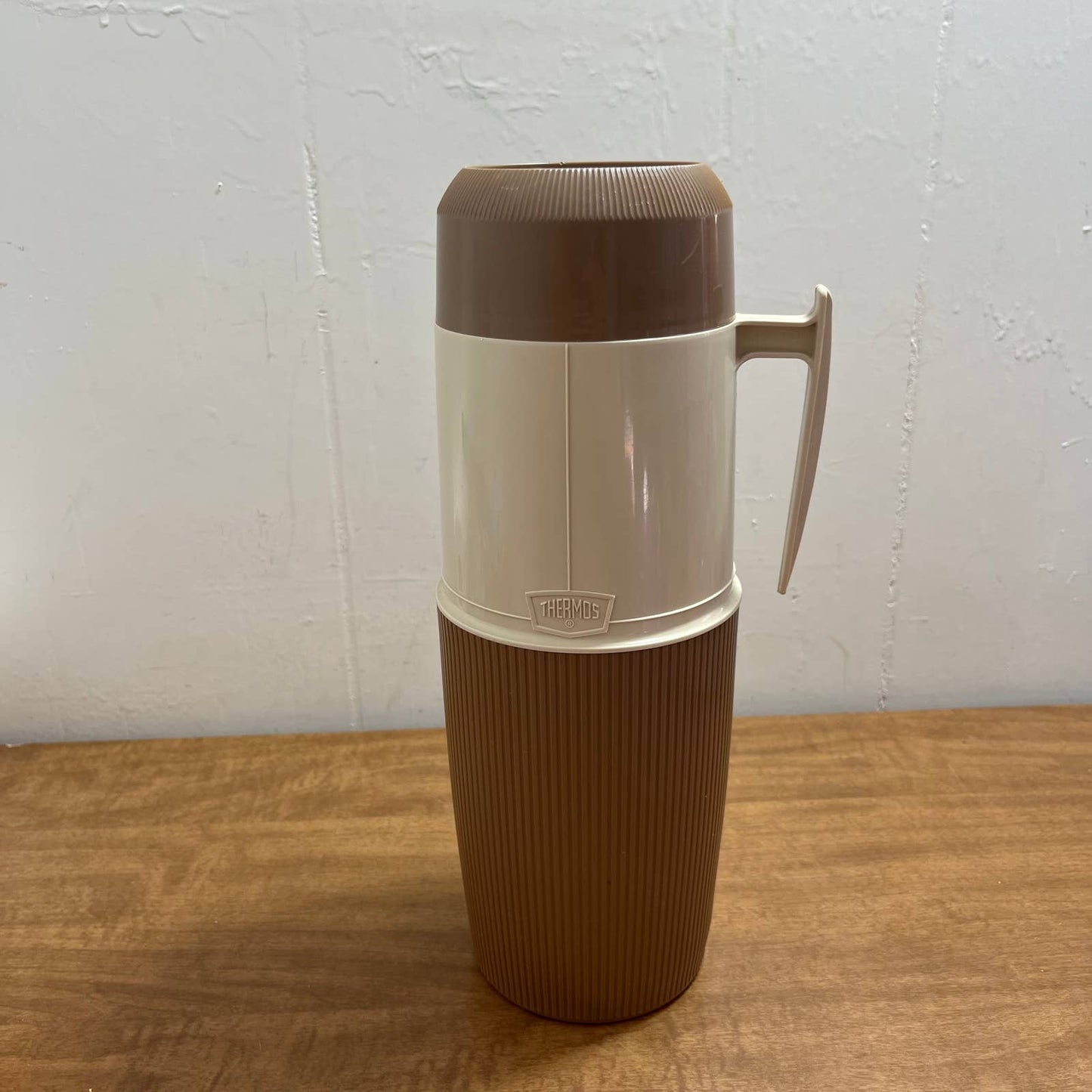 Retro Thermos Model 6402 Quart Size Vacuum Jar Two Tone Brown CLEAN TA1