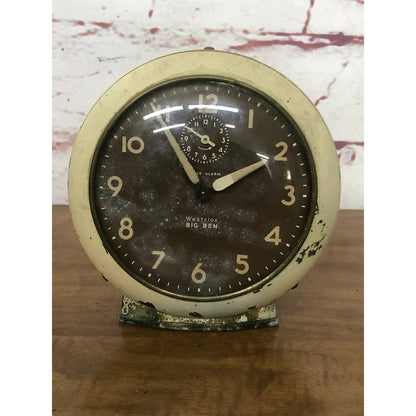 Vintage Brown Cream Westclox USA Big Ben Alarm Clock La Salle IL Untested