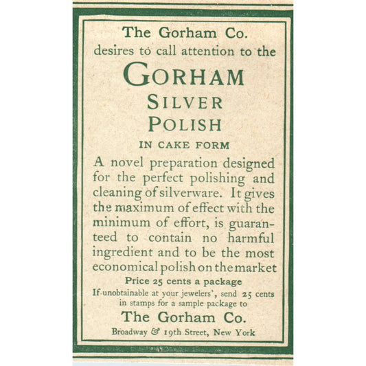 Gorham Polish Silver The Gorham Co Broadway & 19th NY - 1903 Original Ad TJ7-S