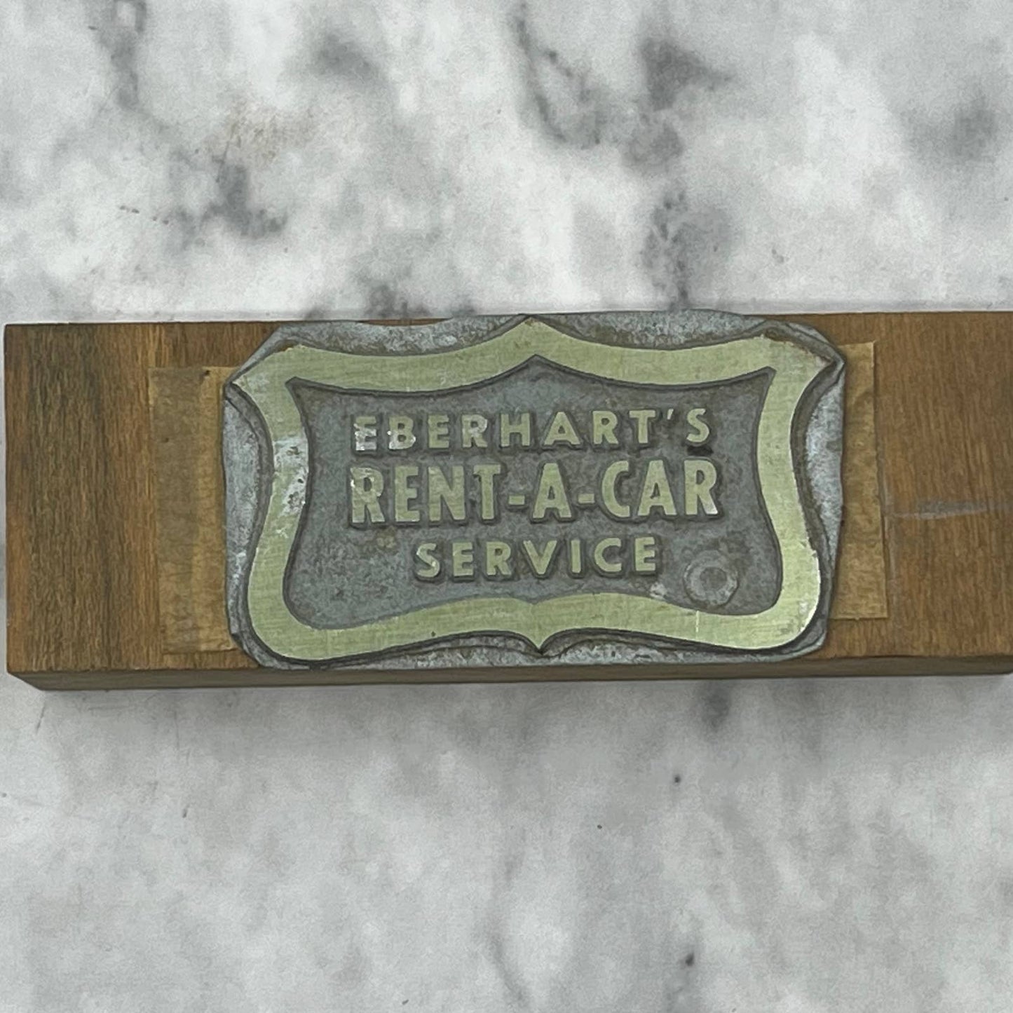 Vintage Printing Letterpress Printers Block Plate Eberhart's Rent-A-Car TJ55