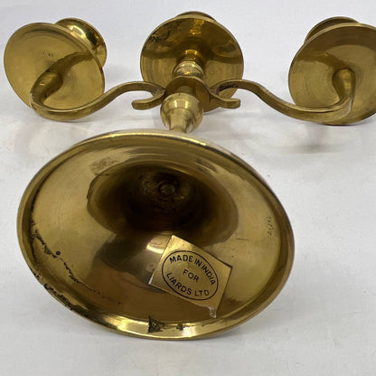 Vintage Liards Solid Brass Candelabra Pair 3 Arm Candlestick Holders 5.5 x 6 TI3