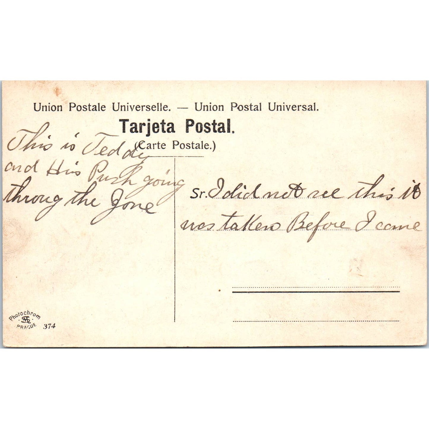 President Theodore Roosevelt Visit to the Isthmus c1905 Original Postcard TK1-26