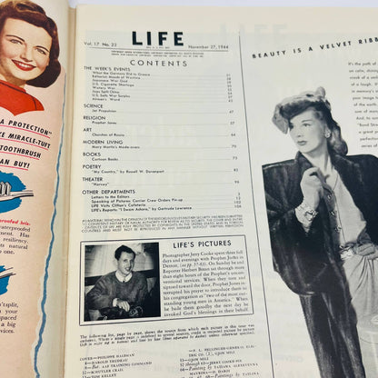 WWII Era Life Magazine NOVEMBER 27, 1944 Gertrude Lawrence TD9