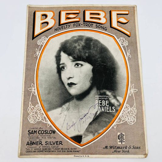 1922 Bebe Novelty Fox Trot Song Sam Coslow Abner Silver Sheet Music