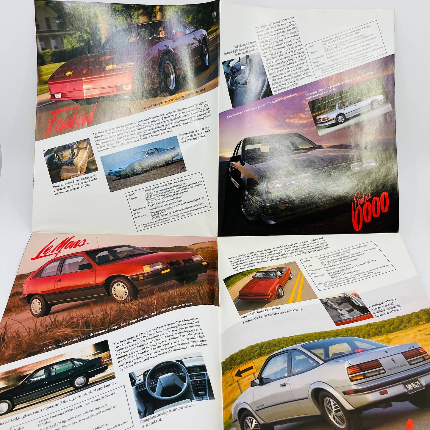 1988 Pontiac Car Brochure Fold Out Grand Prix Poster 34x21 BA1