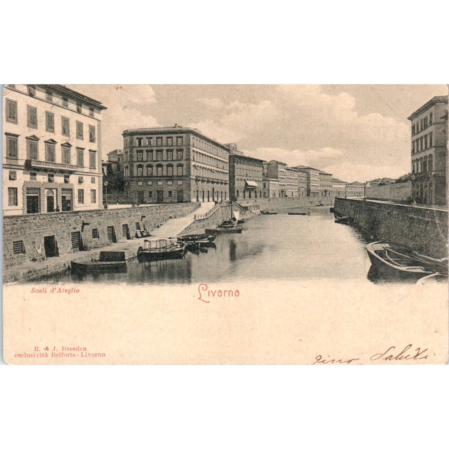 Livorno Scali D'Azeglio c1910 - Original Postcard TJ9-P1