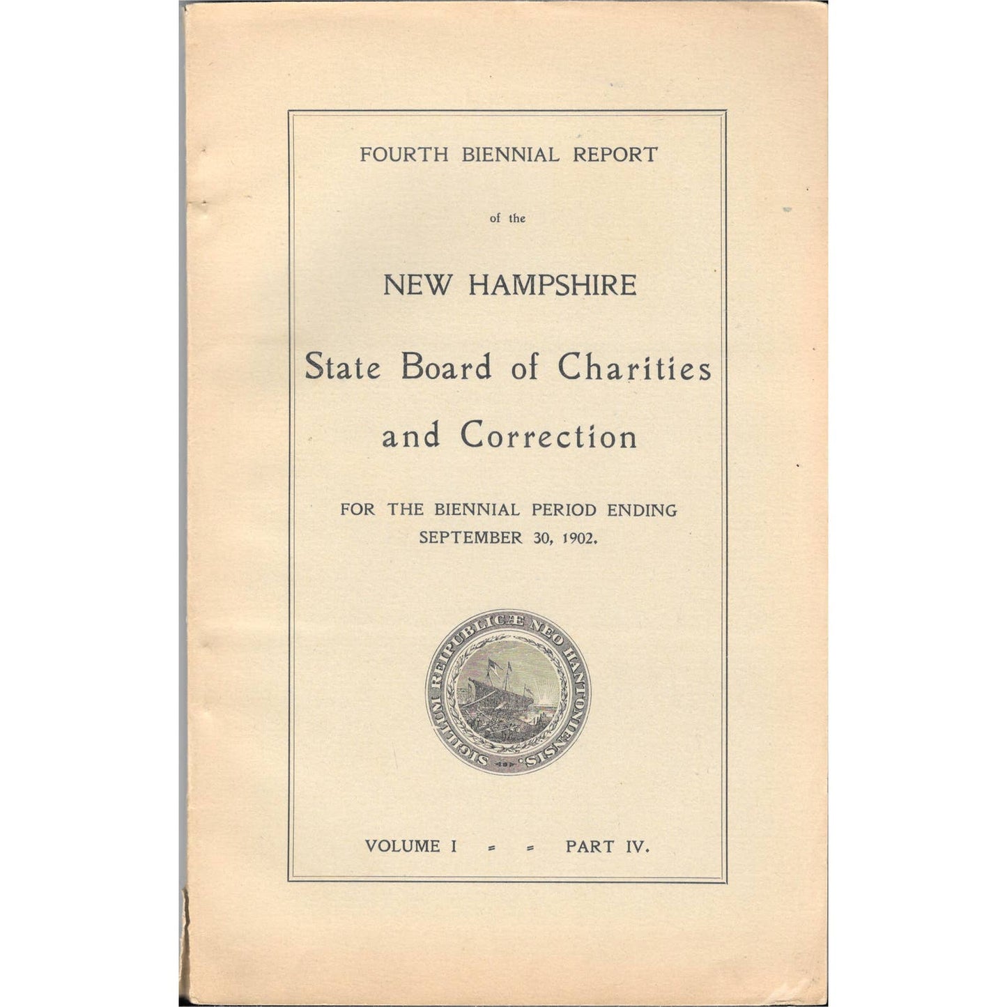 1902 4th Biennial Report Of New Hampshire Board Of Charities And Correction TJ7