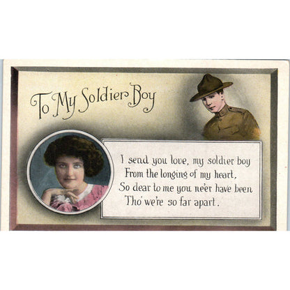 c1918 WWI Soldier Romance Postcard To My Soldier Boy Poem SE4