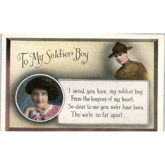 c1918 WWI Soldier Romance Postcard To My Soldier Boy Poem SE4