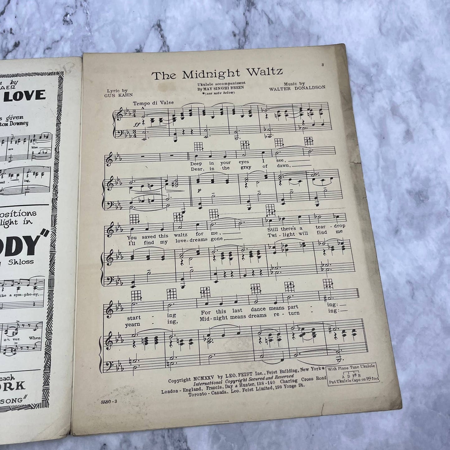The Midnight Waltz 1925 Sheet Music Vincent Rose Walter Donaldson Gus Kahn TI1