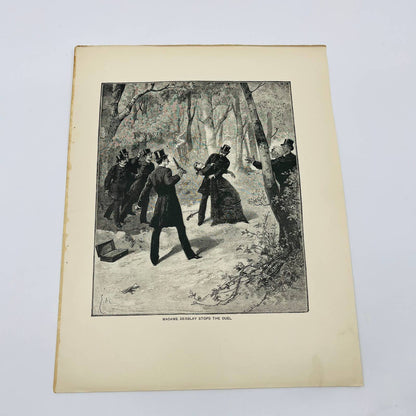 1880s Victorian Art Print Engraving MADAME DERBLAY STOPS THE DUEL Emile Bayard