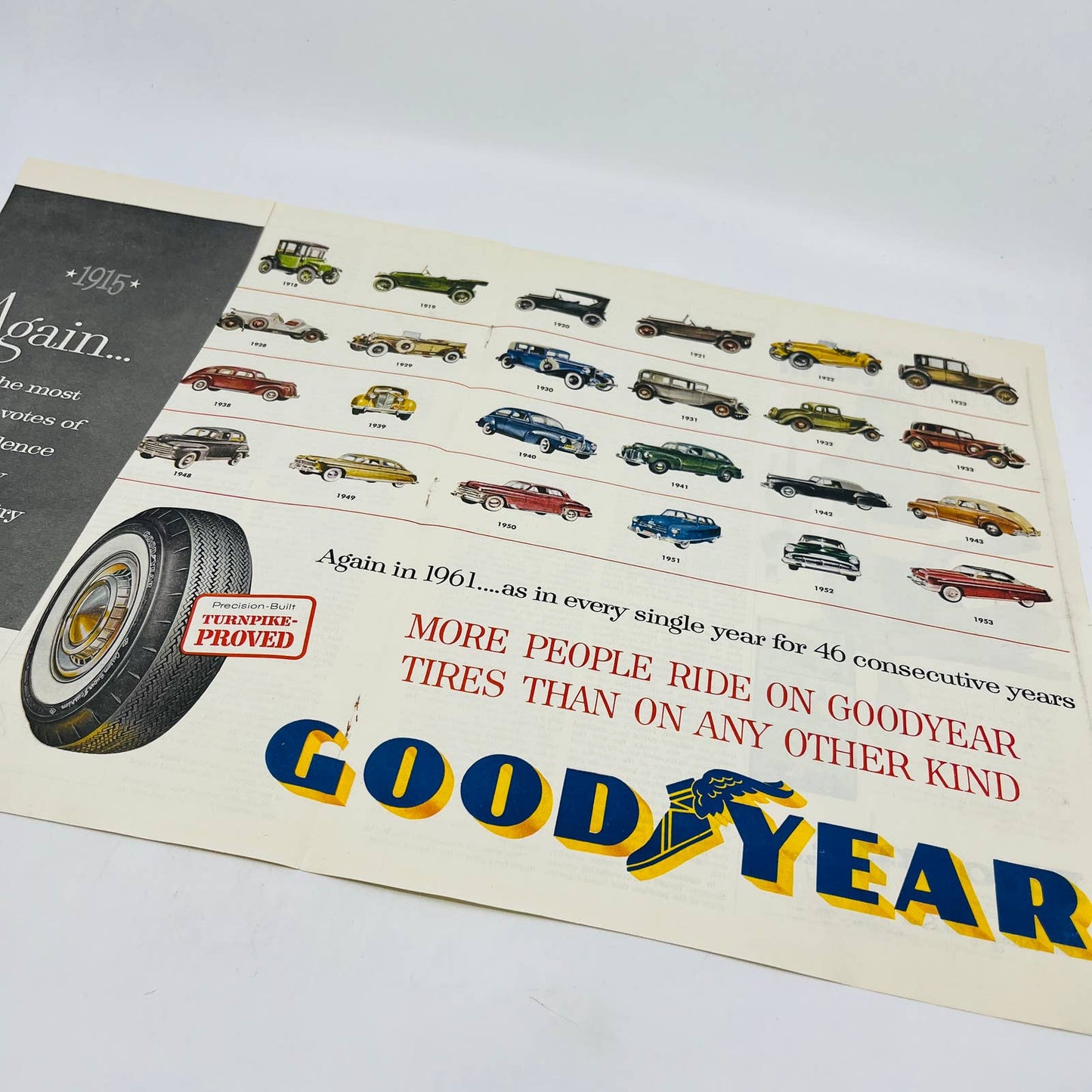 1961 Goodyear Fold Put Original Print Ad TA8